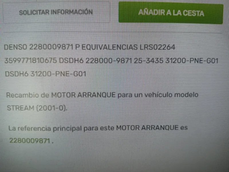 Motor de arranque Honda Stream 2.0 G | Ref. 2280009871 - Imagen 5